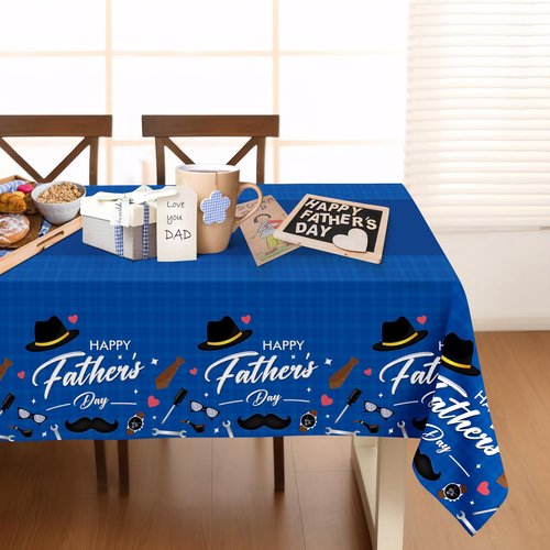 Childom 2 Pack Fathers Day Tablecloth,54" x 108" Plastic Disposable Table Covers for Rectangle,Fathers Day Decorations for Party Supplies,Plastic Party Table Cloth for Home Dinner Picnic Buffet Tables
