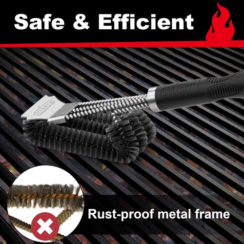 GRILLART Grill Brush - Extra Strong BBQ Cleaner with Safe Wire Bristles for Gas/Charcoal Grilling Grates