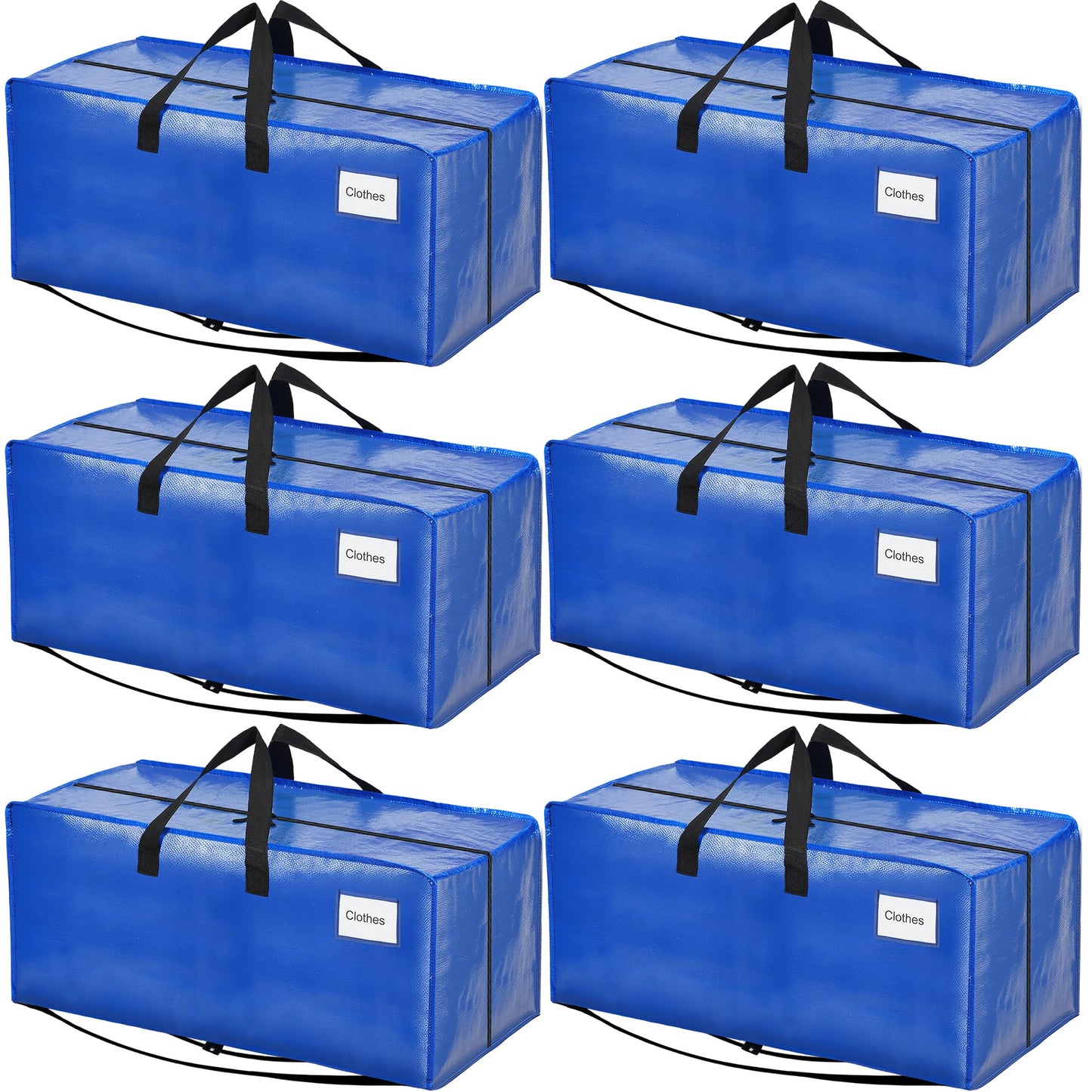 BAGAIL Heavy Duty Moving Bags with Strong Handle, Extra Large Moving Boxes, Storage Tote for Clothes, College Moving Supplies(Blue, Backpack, 6 Pack)