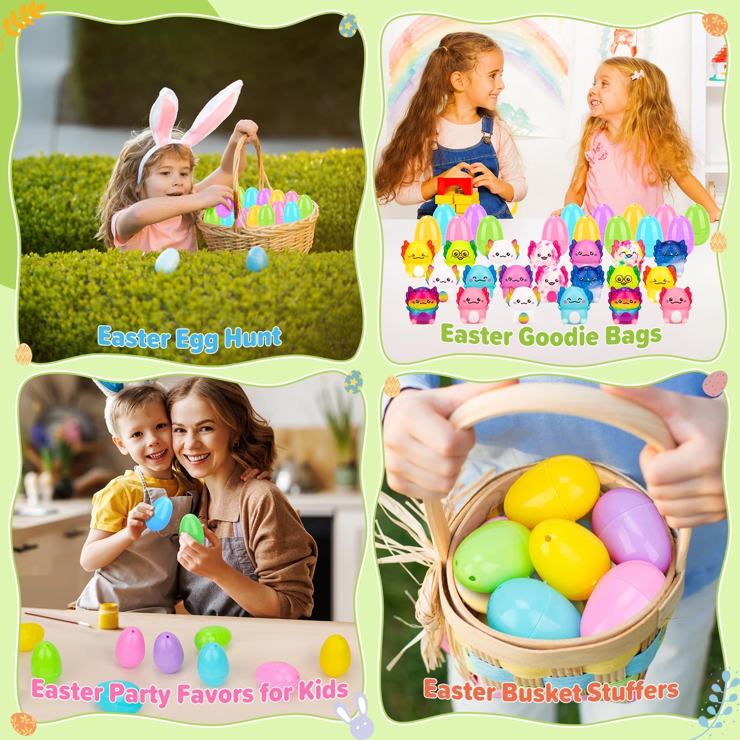 PAKSPAK 20 Pack Easter Eggs Fillers with Axolotl Squishy Toys Inside Easter Basket Stuffers Easter Egg Hunt Easter Party Favors for Kids