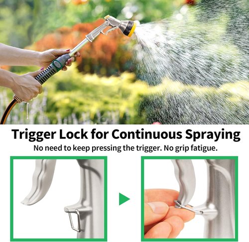 AUTOMAN High Pressure Garden Nozzle - 100% Metal, 7 Spray Patterns for Efficient Watering & Cleaning