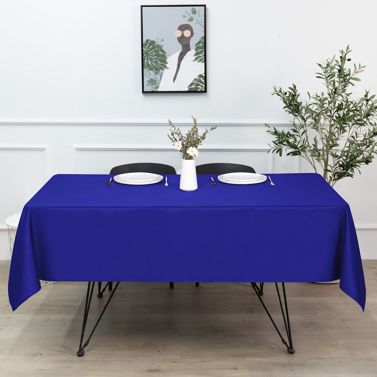 sancua Rectangle Tablecloth - 90 x 132 Inch - Water Resistant Spill Proof Washable Polyester Table Cloth, Decorative Fabric Table Cover for Dining Buffet Parties and Camping, Royal Blue