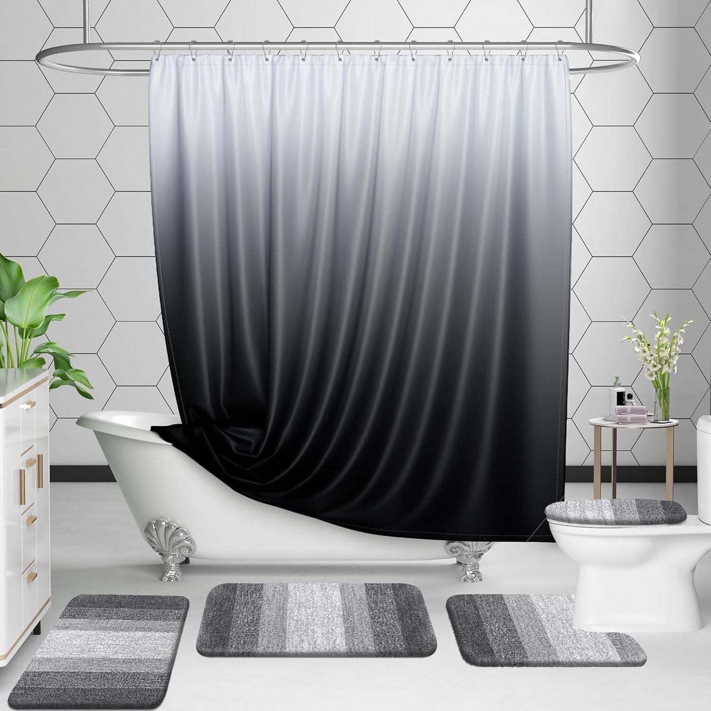 OLANLY Bathroom Rug Set - Soft Absorbent Microfiber Non-Slip Mats | Plush Shaggy Design (Grey, 30"x20" + 24"x16")