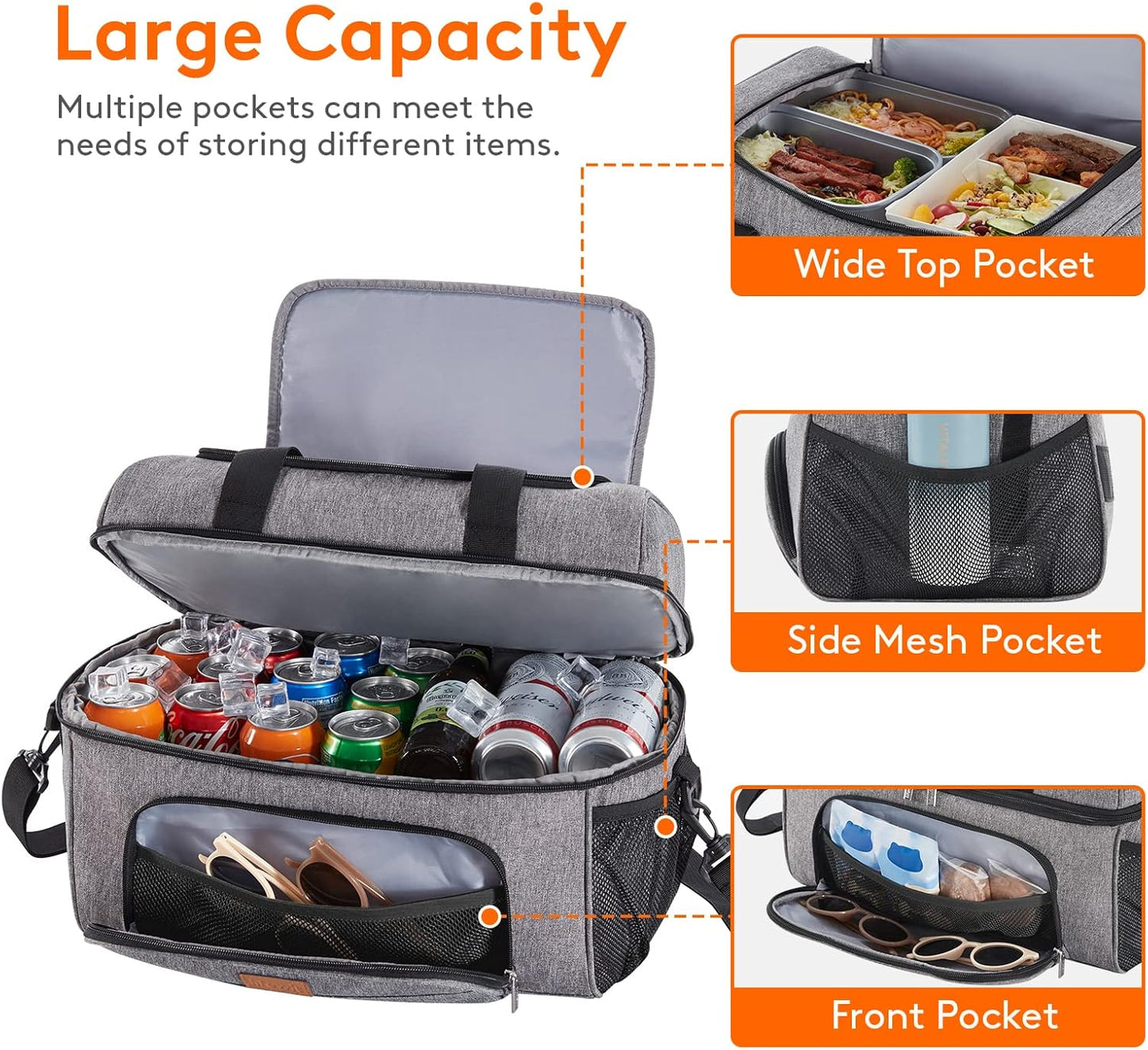 Lifewit Insulated Cooler Bag - Large 32/48 Can Leakproof Beach Cooler | Lightweight Double Layer Soft-Sided Ice Chest for Travel
