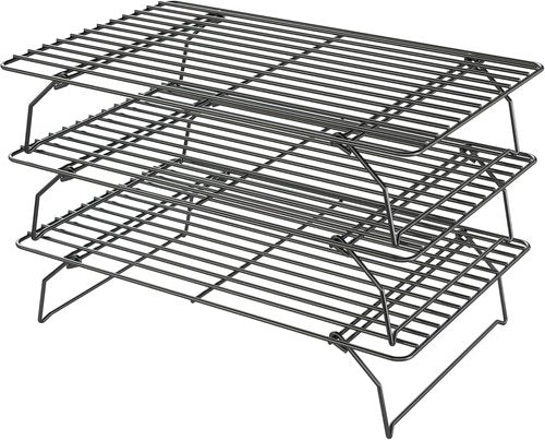 Cooling Racks - Skiennix 3-Tier Stackable Wire Baking Rack for Oven Cooking & Grilling - Dishwasher Safe, Black