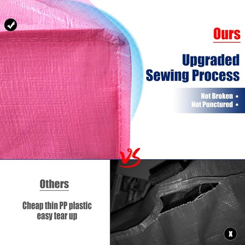 Cosy Family Extra Large Moving Bags - 8 Pack with Backpack Straps & Strong Zippers, Space-Saving Storage Totes (40 Gal, Pink)