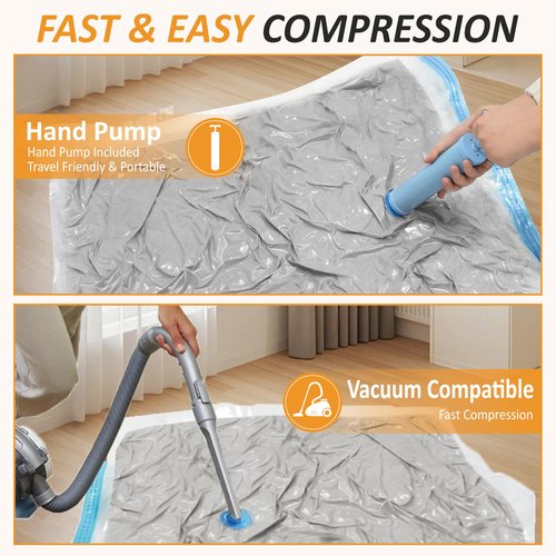 Cozy Essential Vacuum Storage Bags, 80% Compression Vacuum Seal Space Saver Plastic Packaging Bags for Clothes, Blankets, Pillow, Bedding, Comforters, Sealer Clothing Storage,10 Jumbo