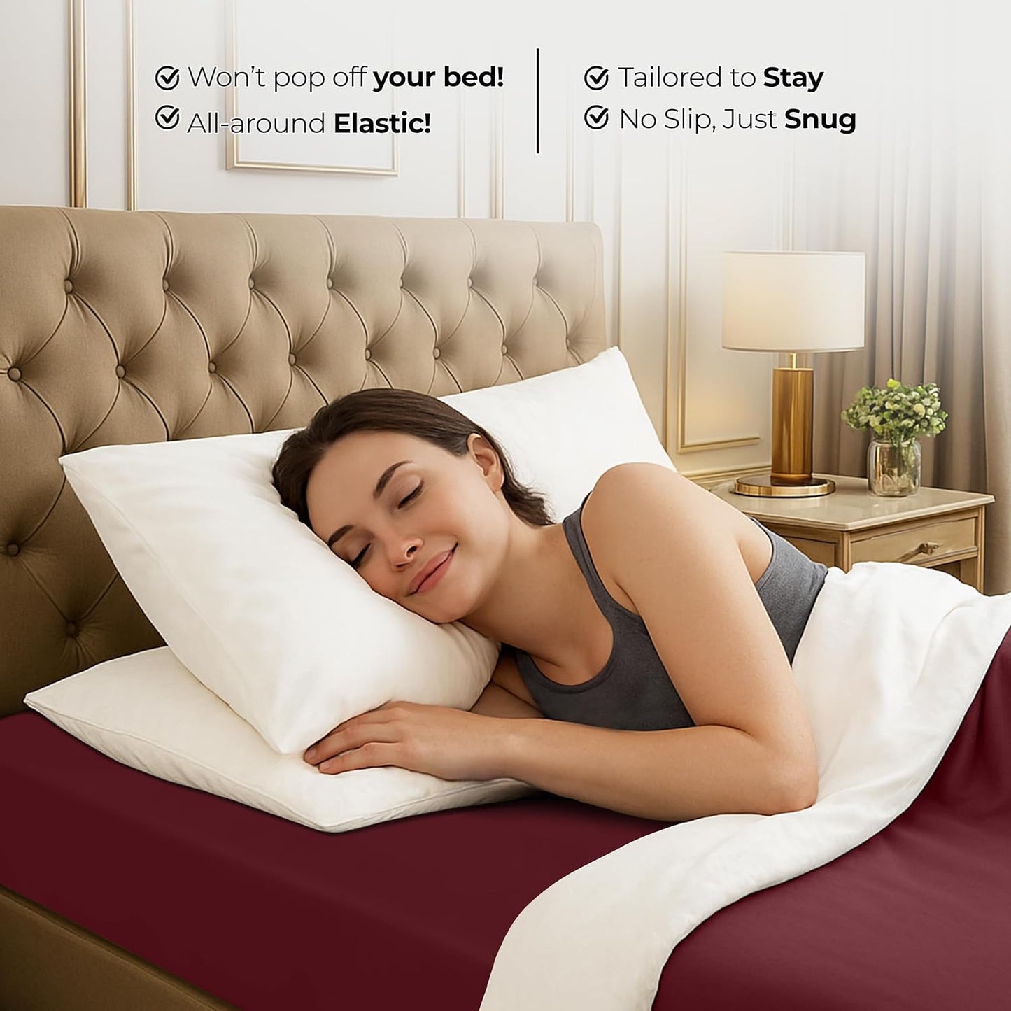 Utopia Bedding Queen Fitted Sheet - Deep Pocket Microfiber - Soft & Fade Resistant - Red Burgundy