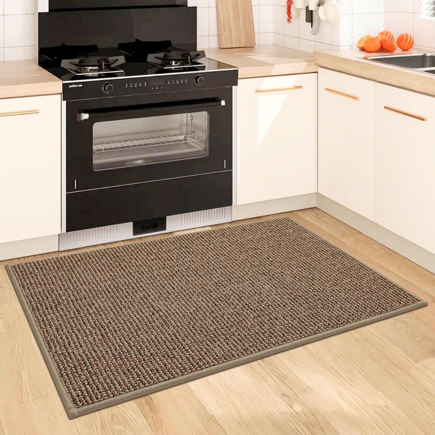 BEQHAUSE Kitchen Rugs and Mats 2PCS, Non-Slip Kitchen Mats for Floor, Absorbent and Stain Resistant Kitchen Runner, Machine Washable Rugs for Kitchen, Laundry & Sink, 20"x32"+20"x48", Taupe