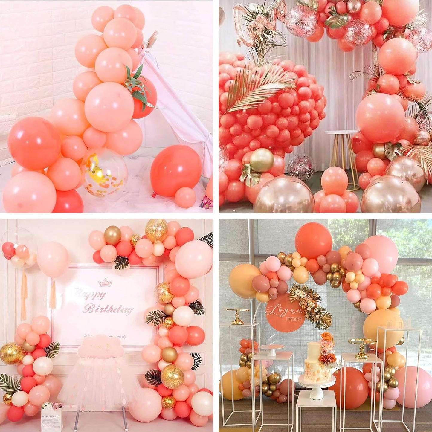 PartyWoo Coral Balloons - 140-Piece Latex Balloon Arch Kit for Weddings & Baby Showers | Various Sizes