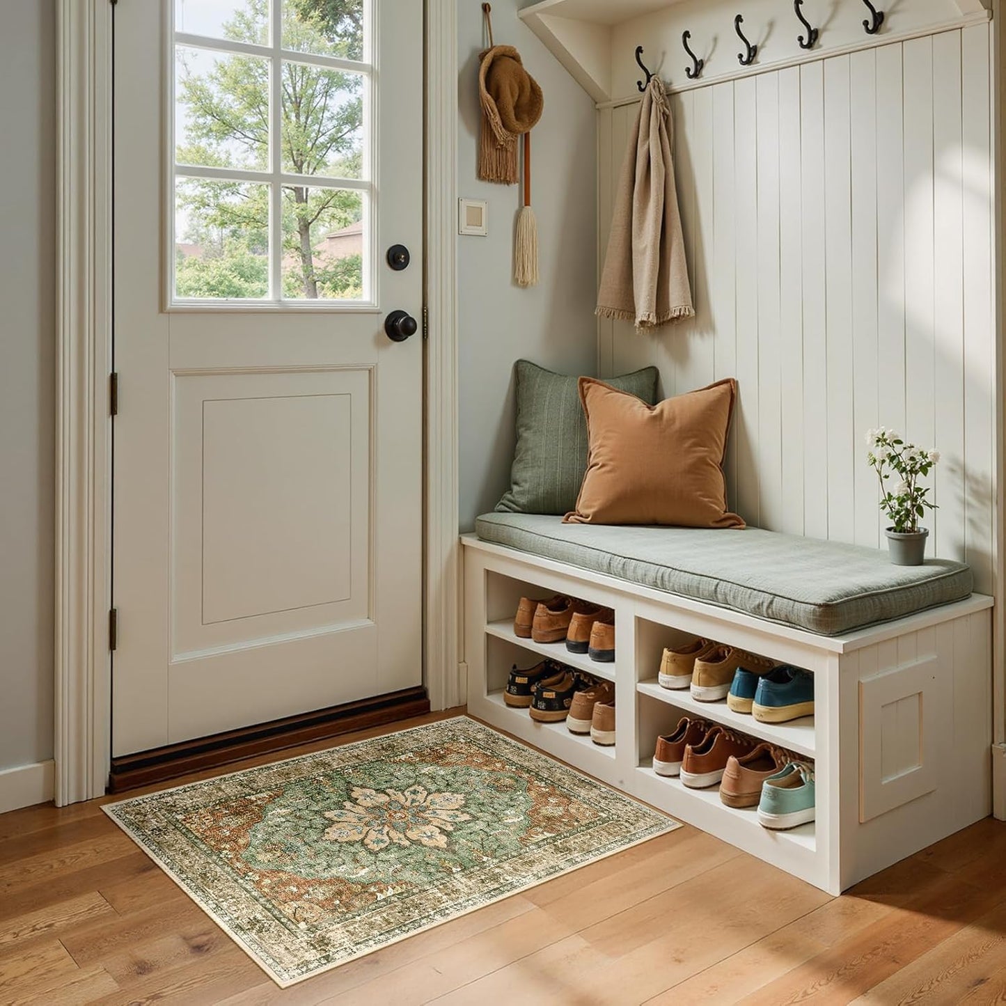 RELEANY Area Rugs - Washable Non-Slip Entryway Rug | 2'x3' Brick Red & Rust Design