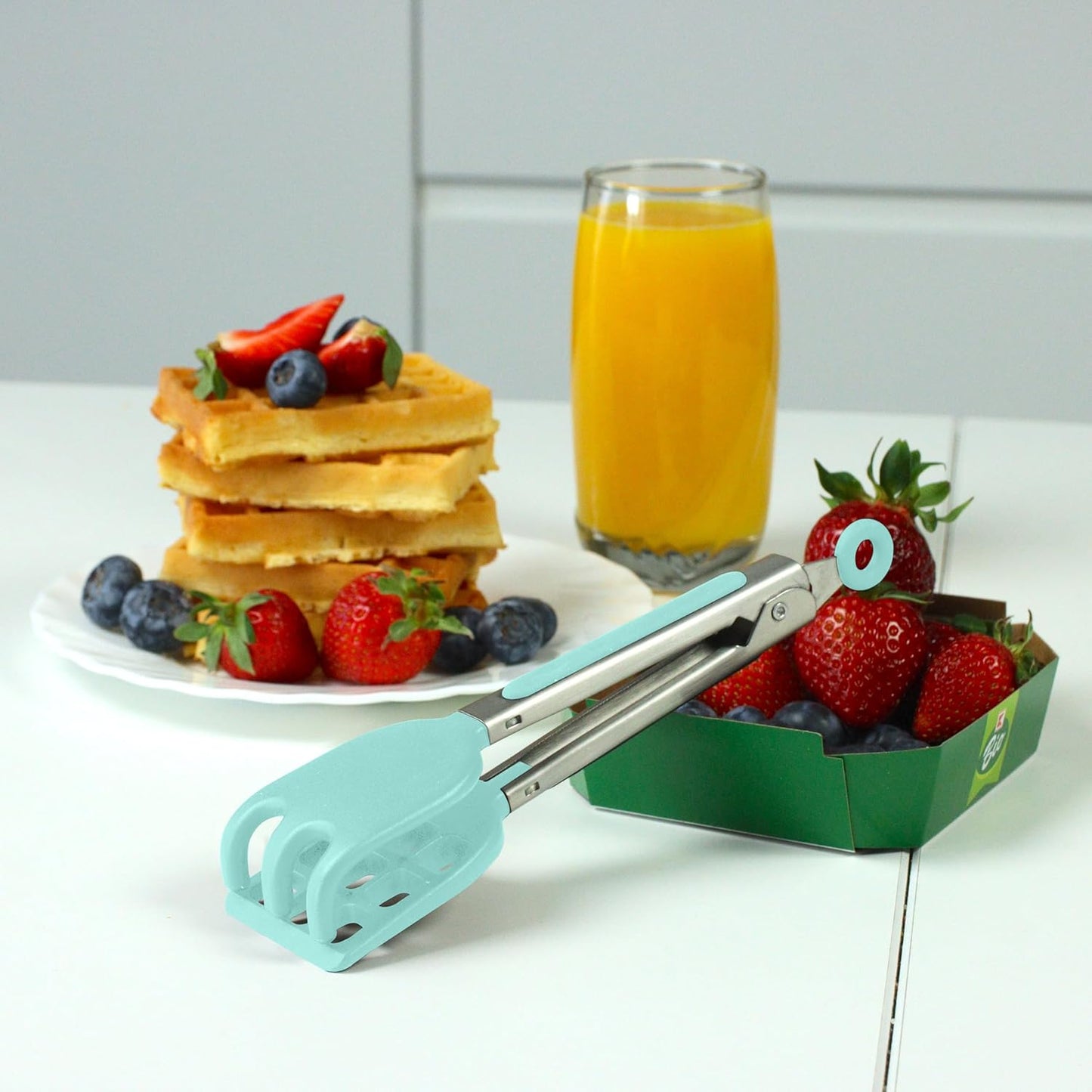 StarBlue Mini Waffle Tongs - 8-Inch Silicone & Nylon Serving Tongs with Non-Slip Handles | Dishwasher Safe