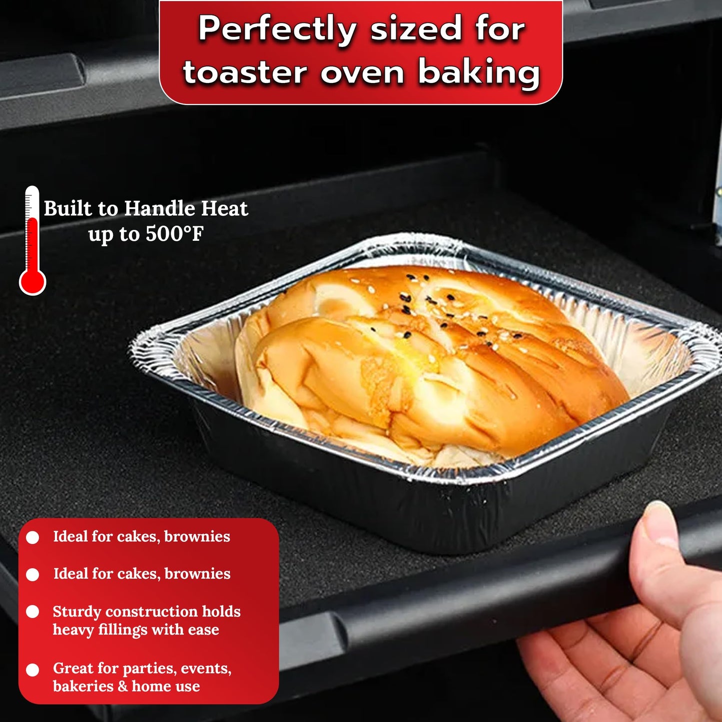 Inaloon 8x8 Aluminium Foil Pans – 30 Pack Disposable Aluminium Pans for Baking, Roasting, Cooking, Meal Prep & Food Storage
