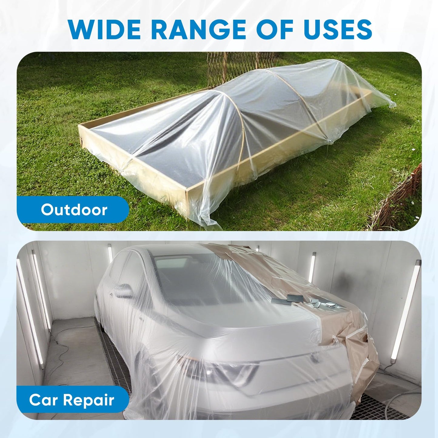 TICONN 12 x 9 Ft Plastic Drop Cloth for Painting, Waterproof Painters Plastic Sheeting, Painting Tarp for Furniture Cover, Floor Protection (6PK, 1.2Mil)