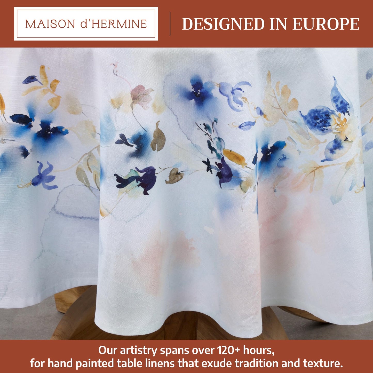 Maison d' Hermine Table Cloth Round Table 100% Cotton 63 Round Inches Tablecloth Reusable Decorative for Dining Kitchen Room Farmhouse Home Gifts for Mothers Day Spring Summer - Lazy Summer Days