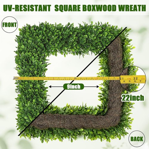Artgar 22-Inch Boxwood Wreath - Realistic Green Spring Decor for Year-Round Indoor/Outdoor Use