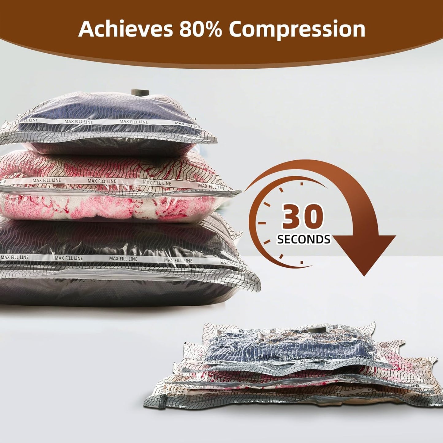 Skiennix Travel Vacuum Storage Bags - 6 Pack Carry-On Size for Luggage & Suitcase | 80% Space Saver