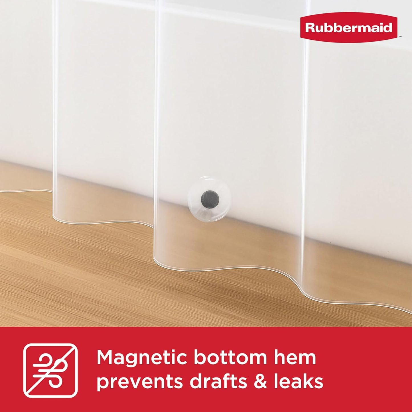 Rubbermaid Waterproof PEVA Shower Curtain Liner - Heavyweight with Magnets & Rustproof Grommets | 70x72 Clear
