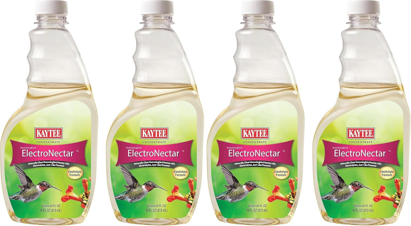 Kaytee Hummingbird ElectroNectar - 16 oz Concentrate Makes 128 oz of Nectar | Pack of 4