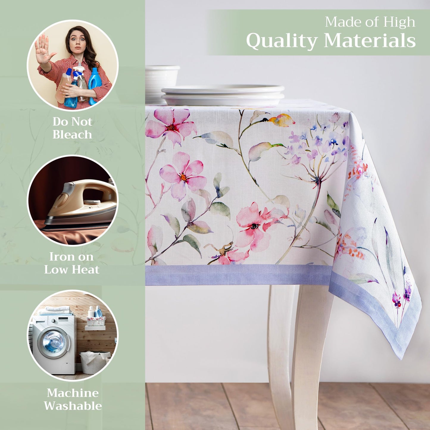 Maison d' Hermine Table Cloth Rectangle Table 100% Cotton 60 x 108 Inches Tablecloth Reusable Decorative for Dining Kitchen Room Farmhouse Home Gifts for Mothers Day Spring Summer - Summer Floral