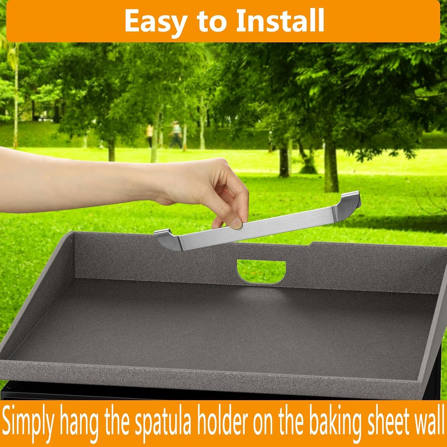Skiennix Magnetic Griddle Spatula Holder - Stainless Steel Tool Rack for Blackstone Griddles | 2 Pcs