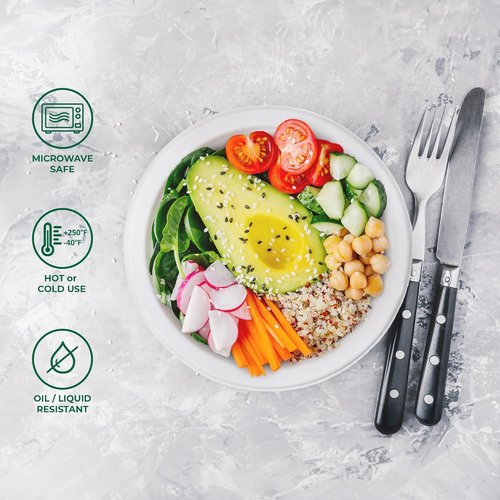 Freshware Paper Bowls - Biodegradable 16 oz. Heavy-Duty Soup Bowls | 125-Pack Microwave & Freezer Safe
