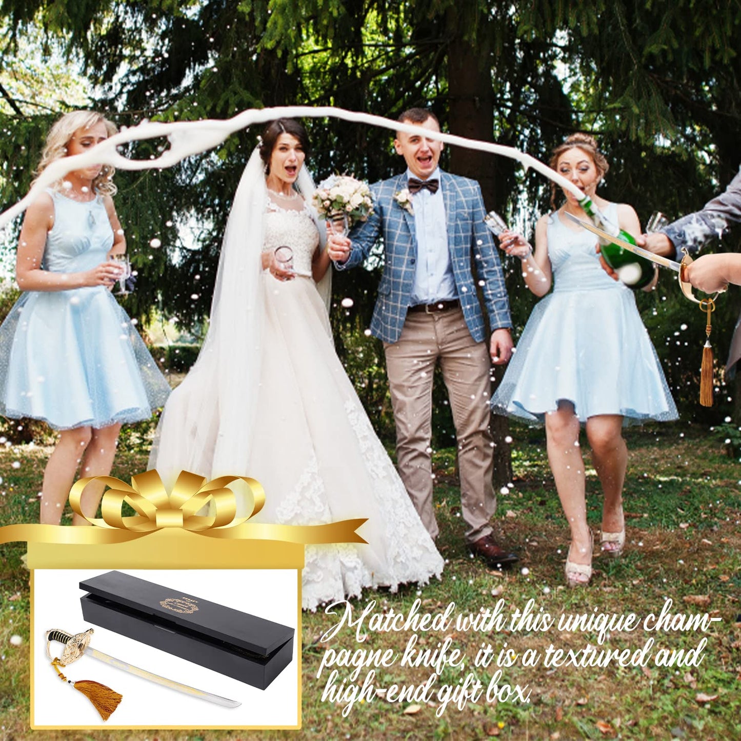 Resafy Champagne Saber Champagne Golden Handle Knife Champagne Sword Champagne Opener With Gift Case for Party Wedding