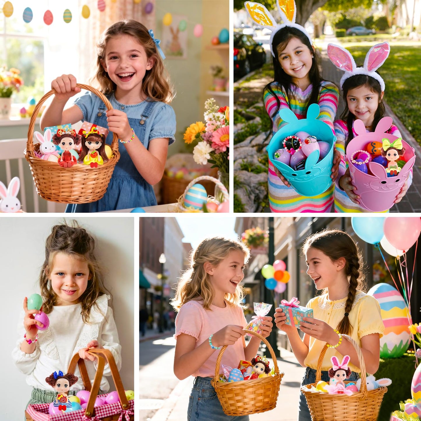 Prefilled Easter Eggs with Toys Easter Eggs Filled Easter Basket Stuffers for Toddler Girls Kids with Toys Dolls Girl Gifts Egg Hunt Non Candy Fillers Age 3 4 5 6 7 8+ Years Old