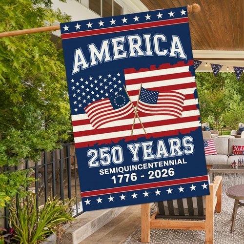 Baccessor 250th Anniversary America House Flag - Double-Sided 28x40 Inch Patriotic Banner for Outdoor Decoration