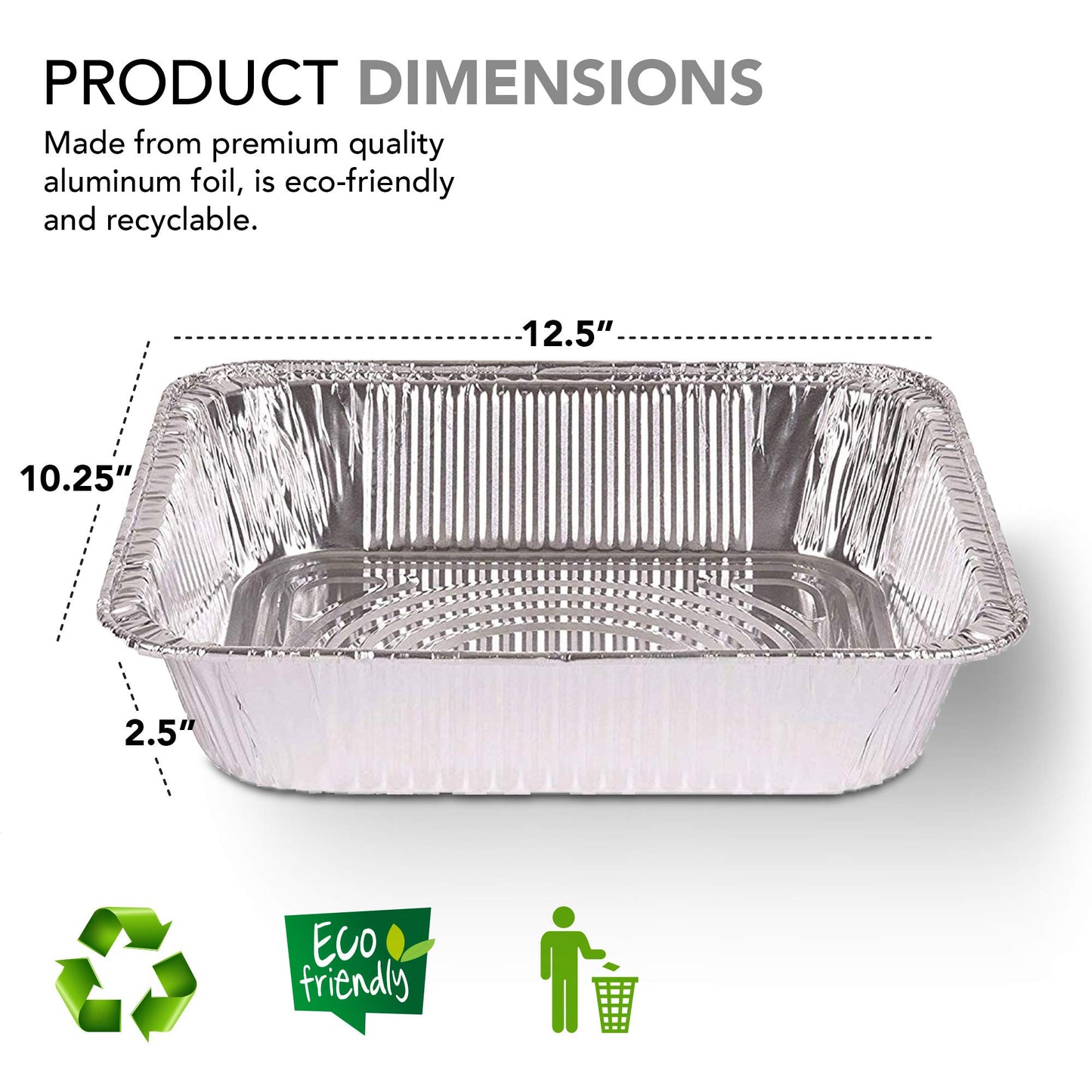 Stock Your Home Aluminum 9x13 Disposable Foil (25 Pack) – Half Size Deep Steam Table for Cooking, Heating, Storing, Prepping Food
