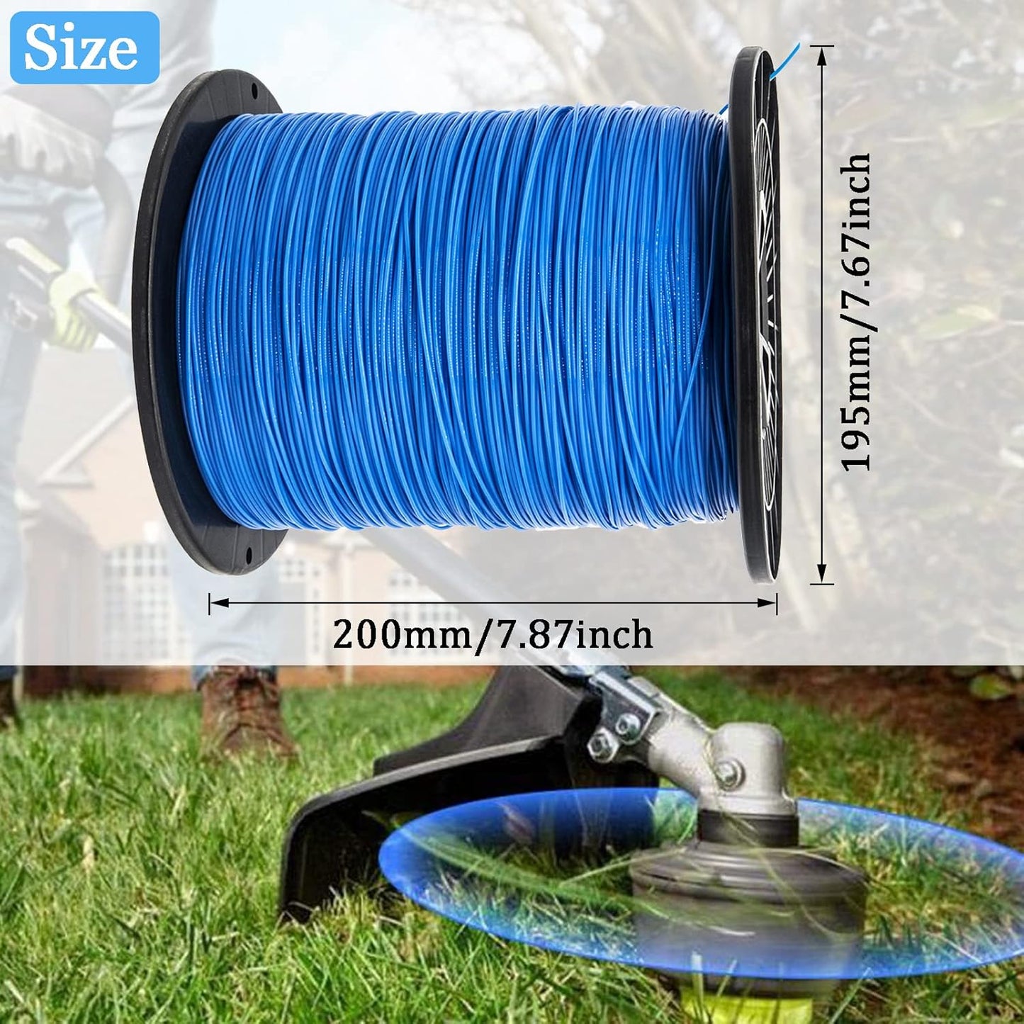 KAKO 065 Trimmer Line - Commercial Grade .065-Inch Round Weed Eater String | 2000 ft, Blue