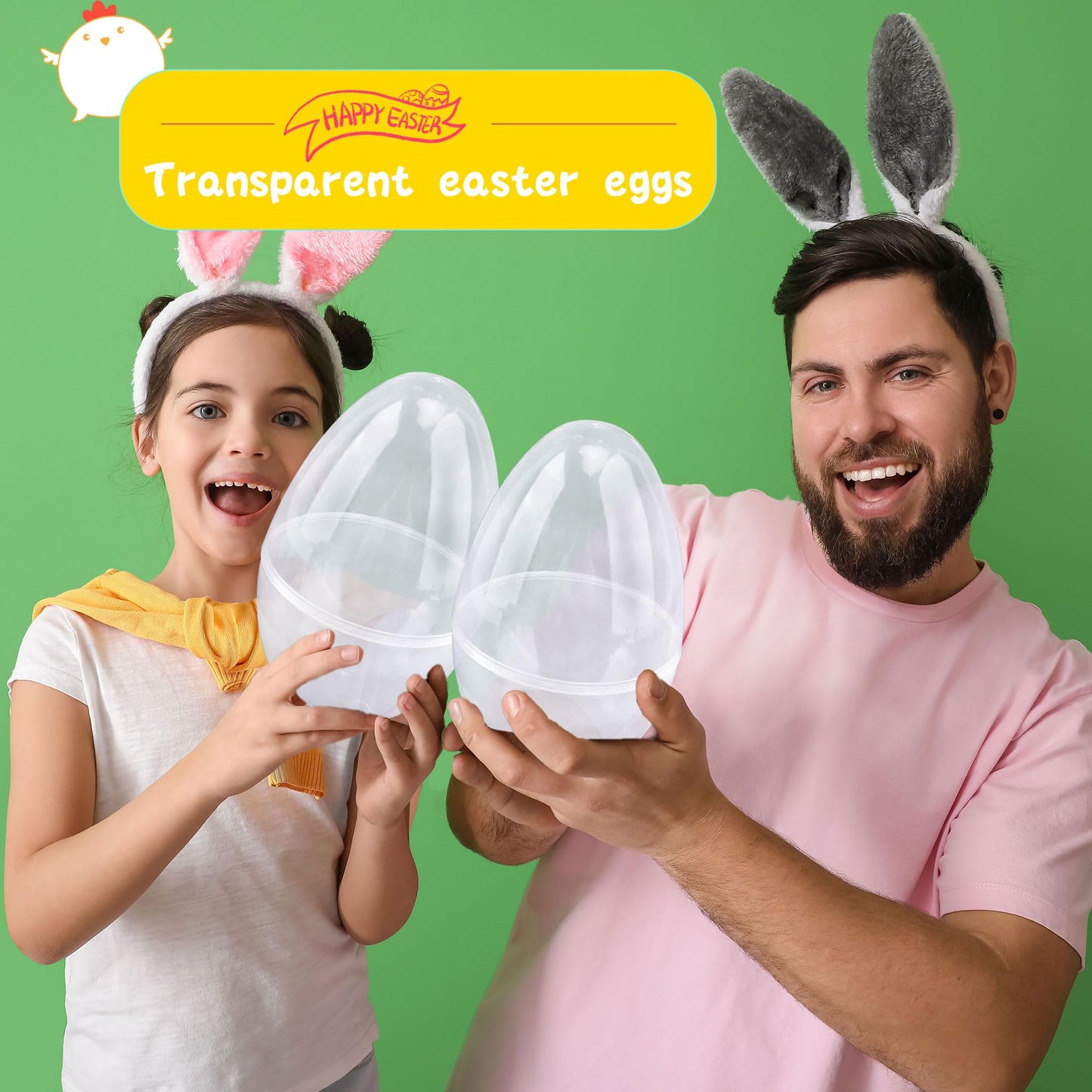 Octaday 18 Pack 8 Inch Plastic Jumbo Easter Eggs White Transparent Fillable Eggs for Hunt Easter Theme Party Supplies