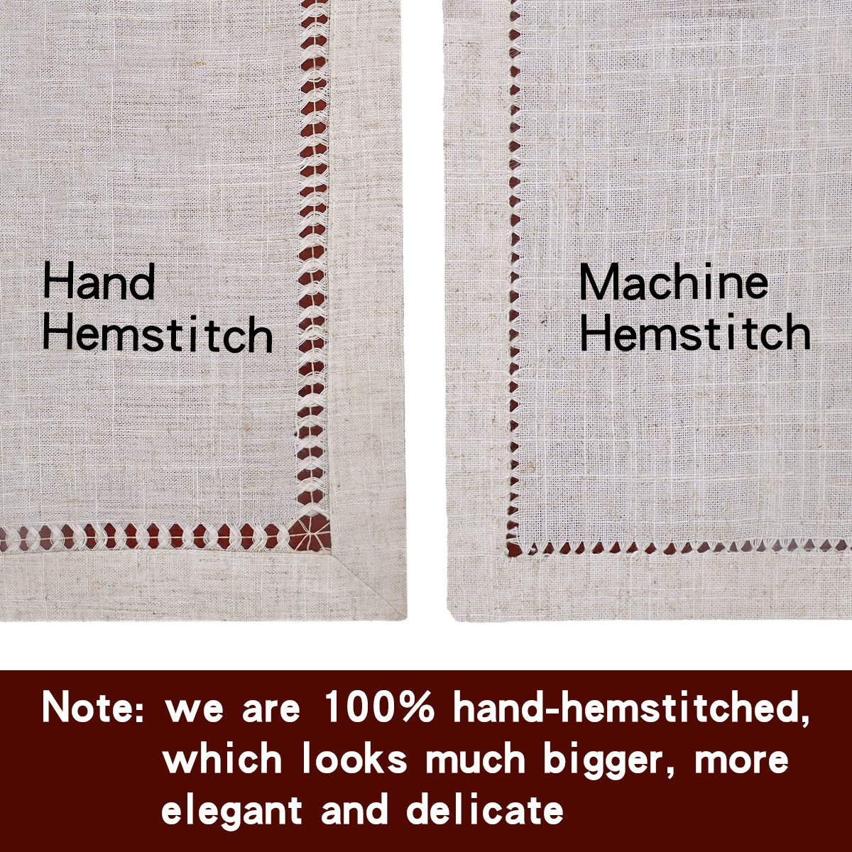 Grelucgo Handmade Hemstitch Beige Table Runner Or Dresser Scarf, Rectangular 14 by 48 Inch