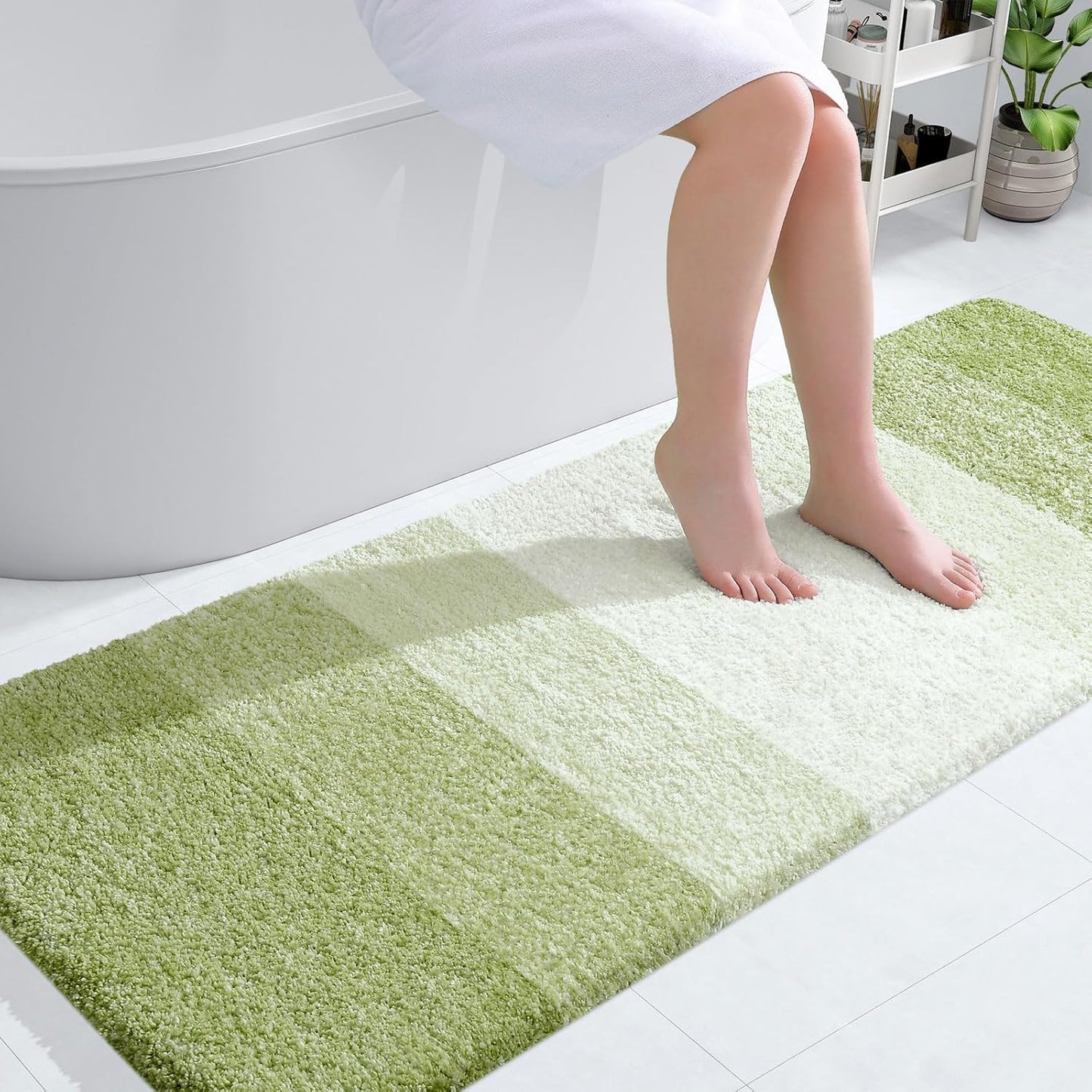 OLANLY Large Bath Rugs - Extra Soft Microfiber with Rubber Backing | Quick Dry, Washable, 54x24, Mustard Yellow