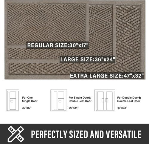 HIYARD Front Door Mat - Absorbent, Stain & Fade Resistant | Non-Slip Rubber Backing, 30x17, Beige