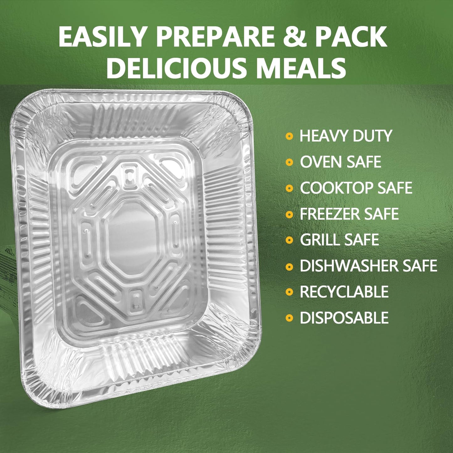 Demiwise Thickened 30 Pack Heavy Duty Aluminum Pans, 9x13 Aluminum Foil Pans Disposable, Half Size Steam Table Foil Baking Tray for Cooking, Baking, Roasting & Chafing, Carton Packaging