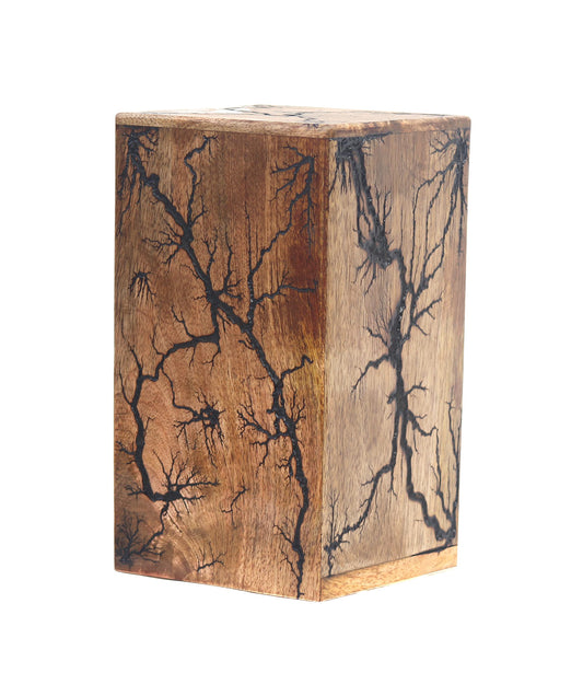 Wooden Urn Box Funeral Cremation Urns for Human Ashes Adult Large - Burial Urns for Columbarium - Fractal Burn Wooden Urn Box - Cremation Urns for Adult Ashes up to 25lbs (5" x 4.25" x 4.25")