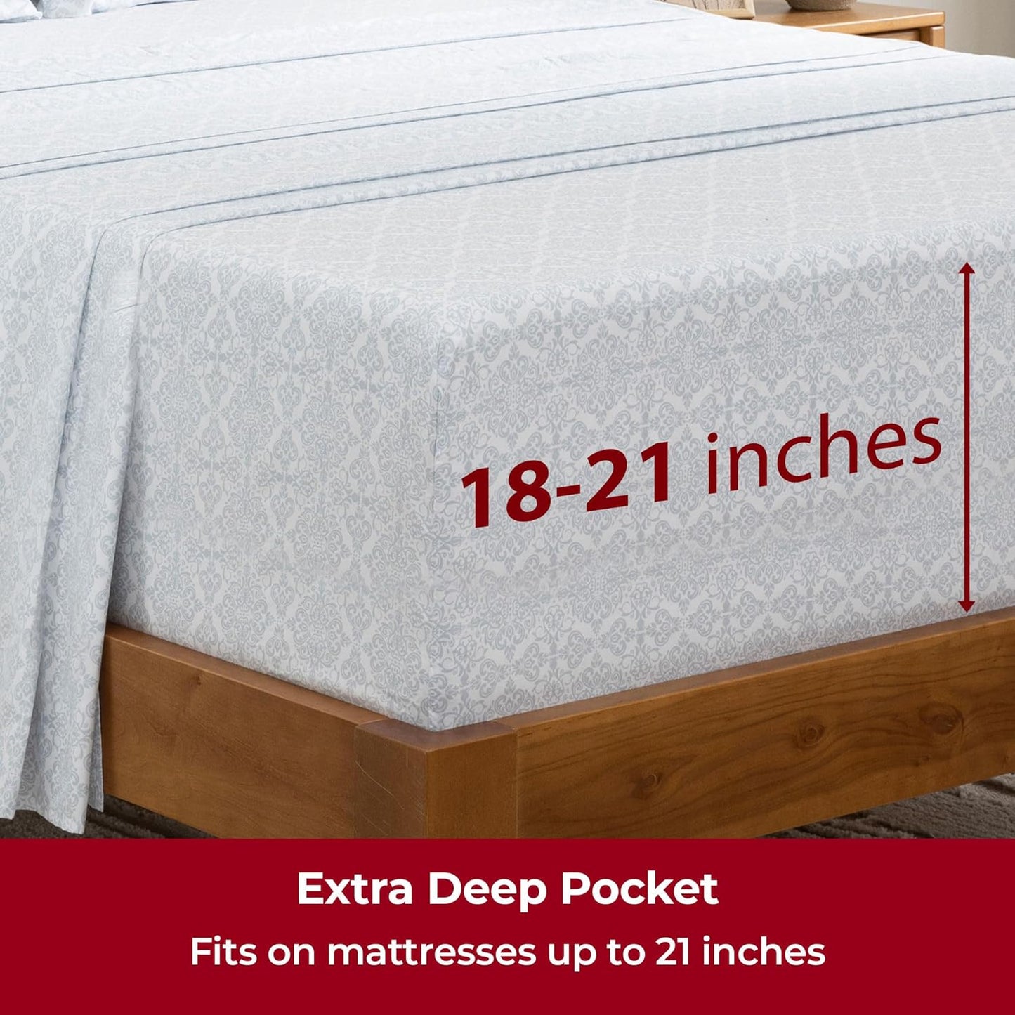 Mellanni Extra Deep Full Sheets - Hotel Luxury Ultra Soft Cooling Bedding - 4 PC Set in Laced Sky Blue