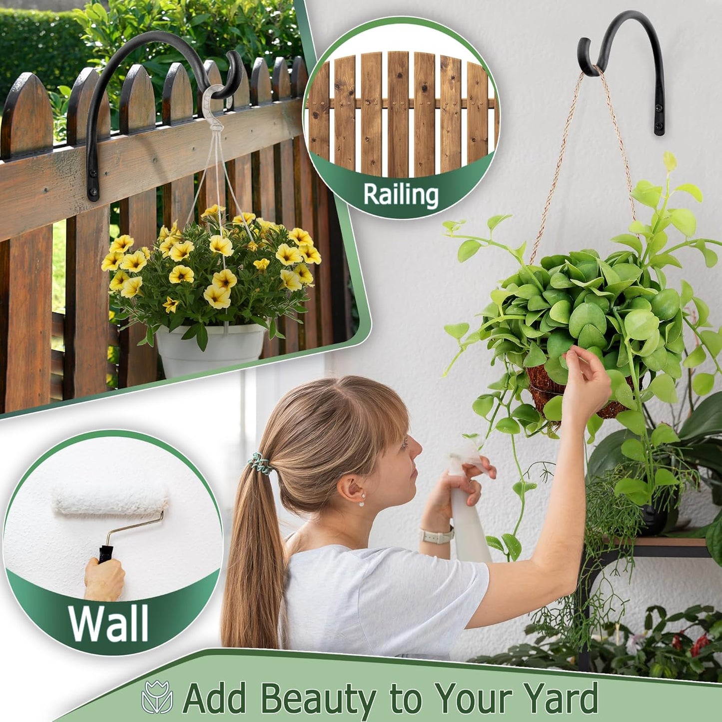 Qiang Ni Hanging Plant Bracket Hooks - Rust-Resistant 5.5 Inch Wall Plant Hooks | 2 Piece Set for Outdoor Decor