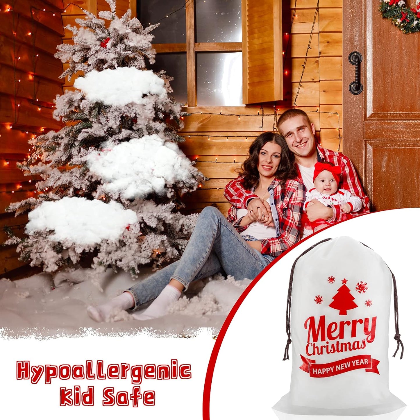 Shappy Christmas Fake Snow Decor - Fluffy Artificial Fiber Cotton Blanket for Indoor Winter Decoration