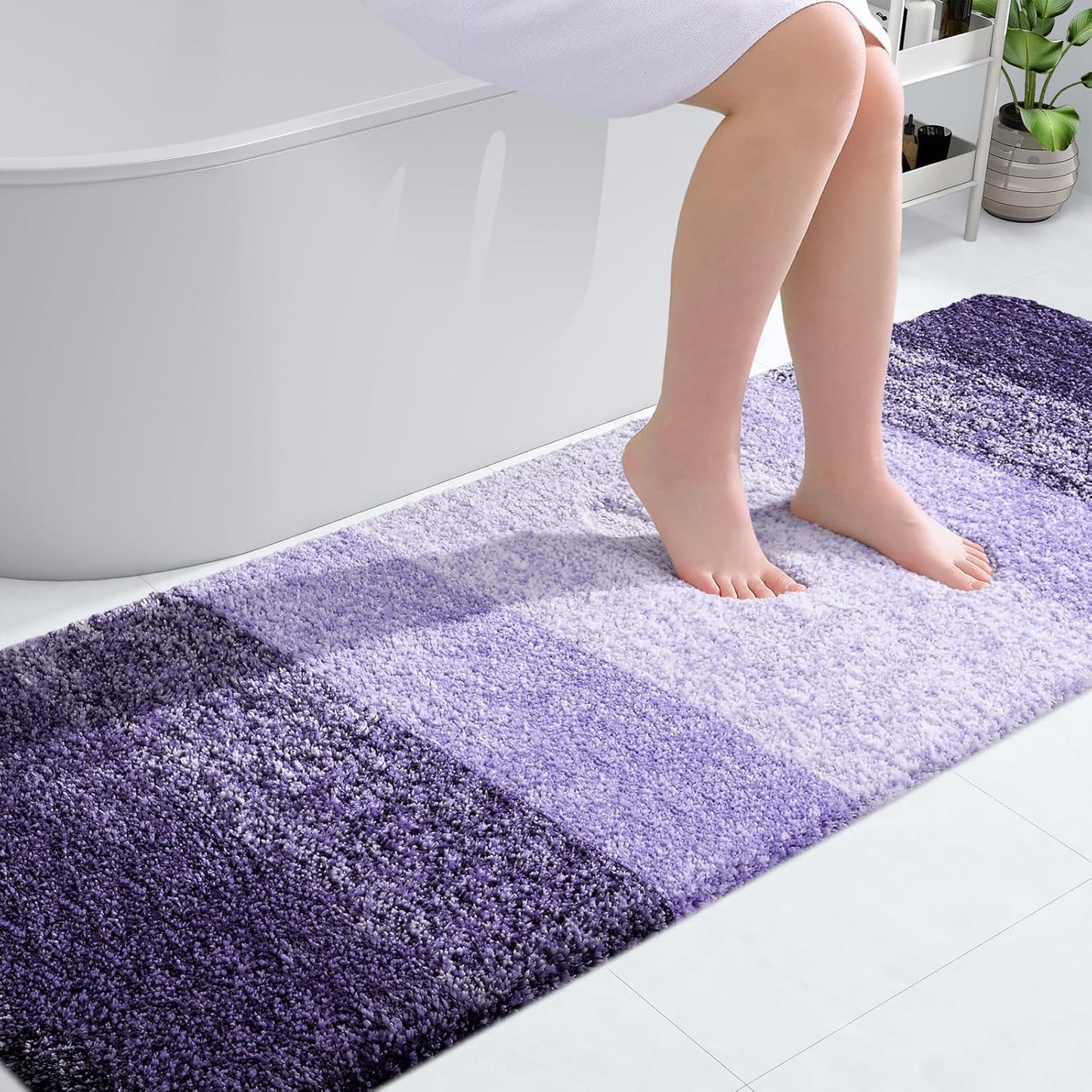 OLANLY Bathroom Runner Rug - Extra Soft, Absorbent Microfiber Mat | 70x24, Quick Dry, Washable, Violet
