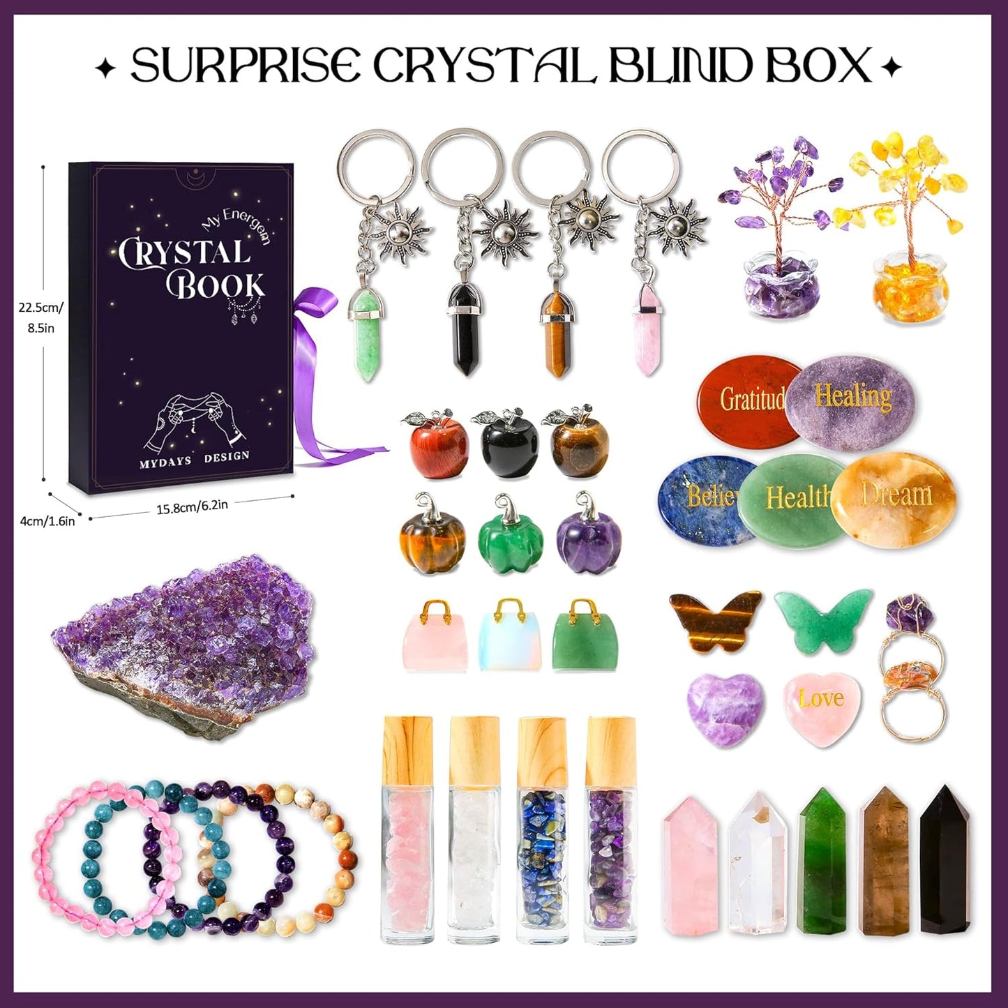 MYDAYS&DESIGN 2026 Crystal Advent Calendar - 12 Days of Zodiac Healing Crystals & Gemstones Gift for Women, Teens & Girls