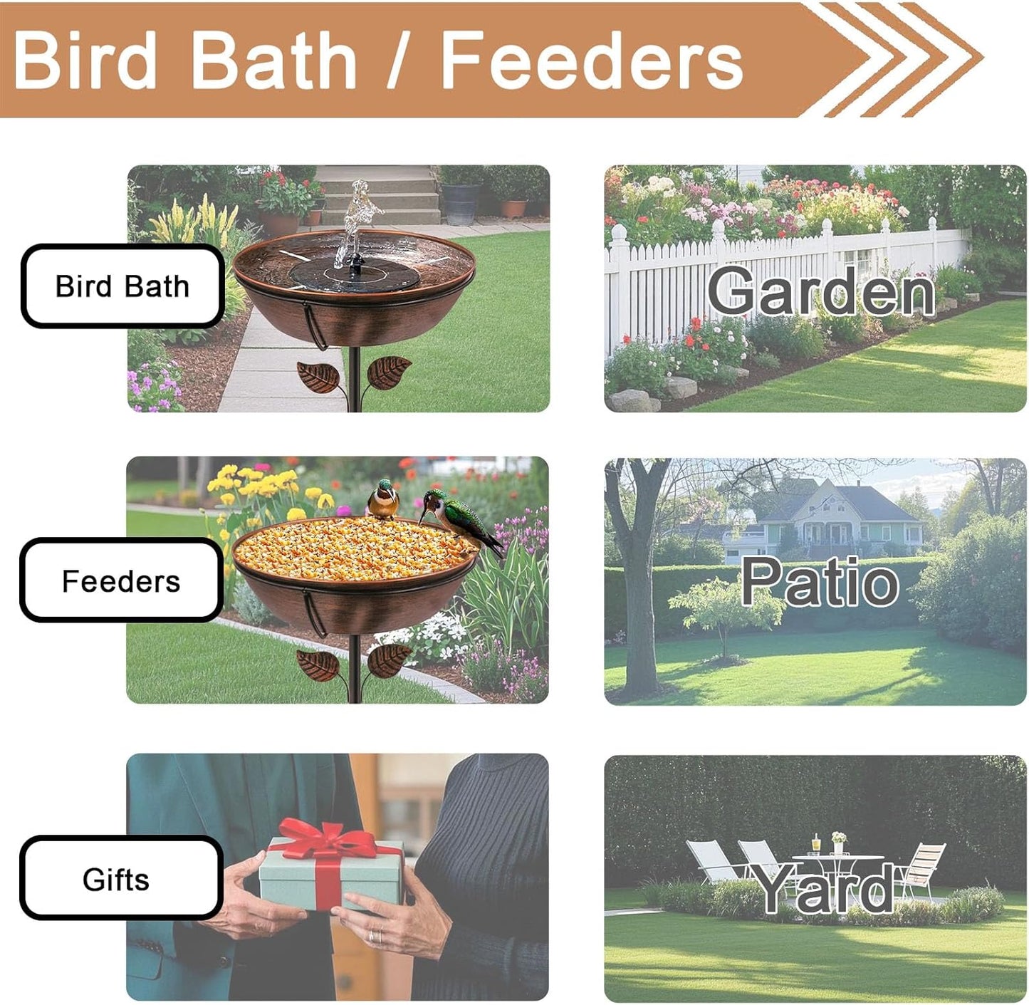Metal Bird Bath by [Brand Name] - 13" Removable Bowl with Stable Stake | Easy to Clean Garden Decor