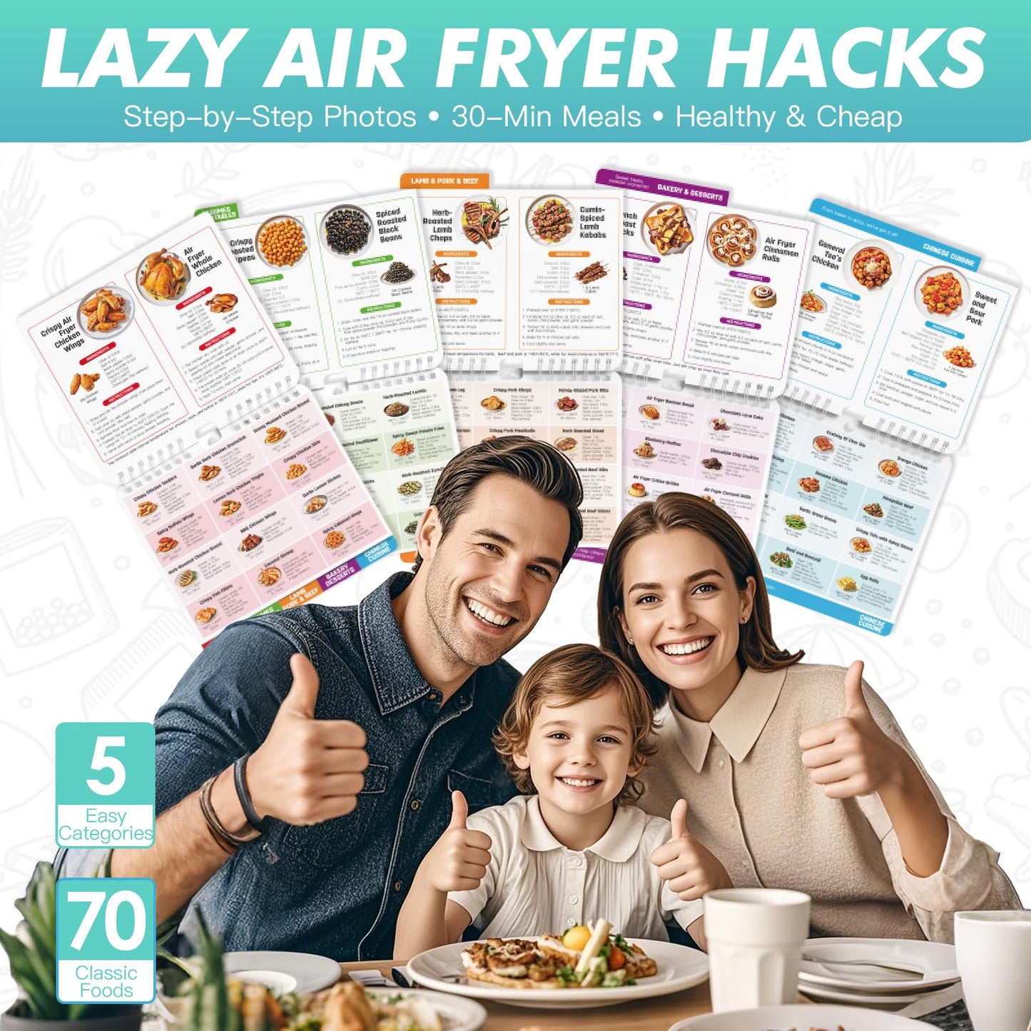 Magnetic Air Fryer Cheat Sheet, Cooking Guide Booklet,70 Illustrated Recipes & Cooking Gifts- Keto Air Fryer Cookbooks for Beginners- Instant Pot Air Fryers Accessories, Kitchen Gadgets