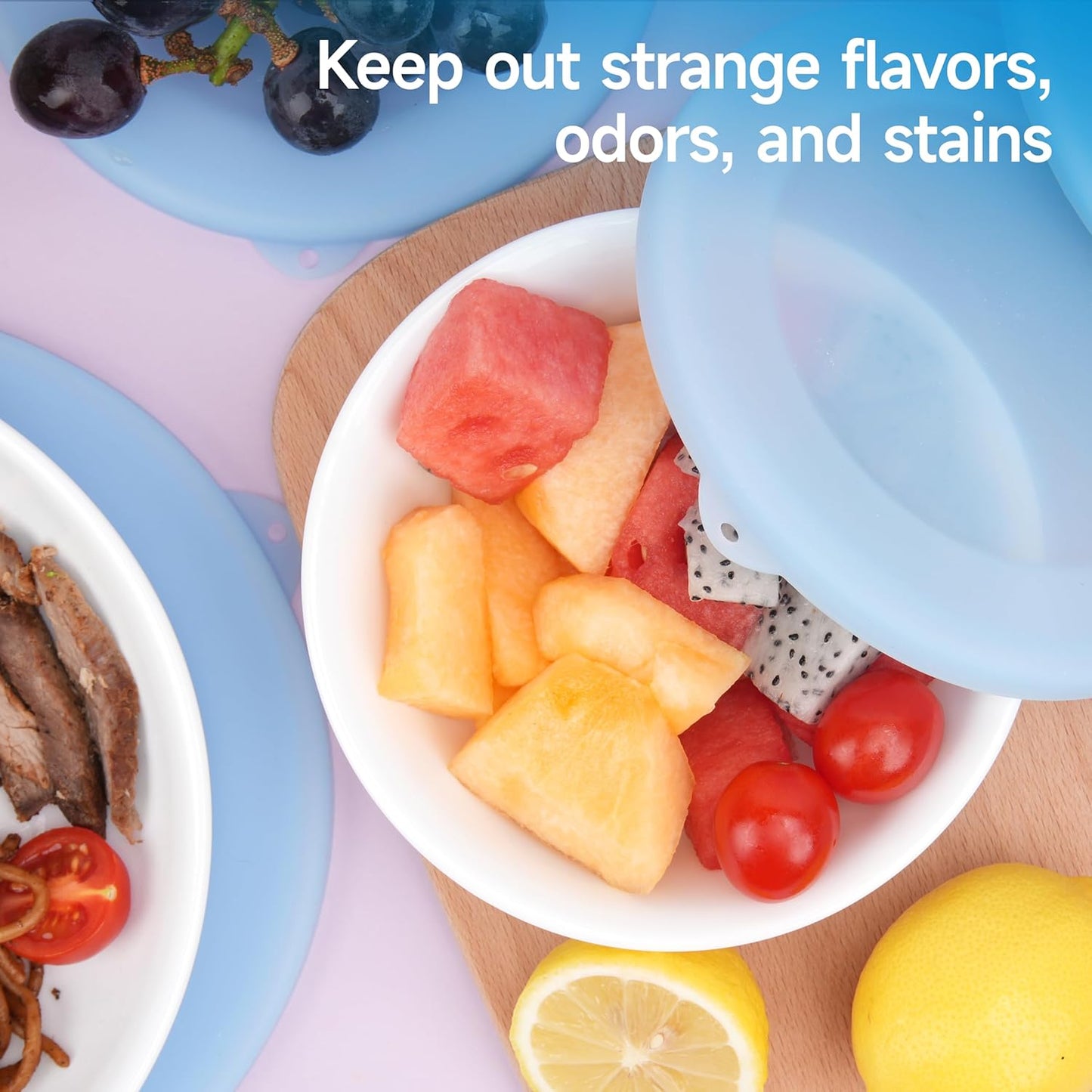 Skiennix 4 Pack Silicone Lids - Microwave & Dishwasher Safe for Corelle Vitrelle 28-Oz Bowls