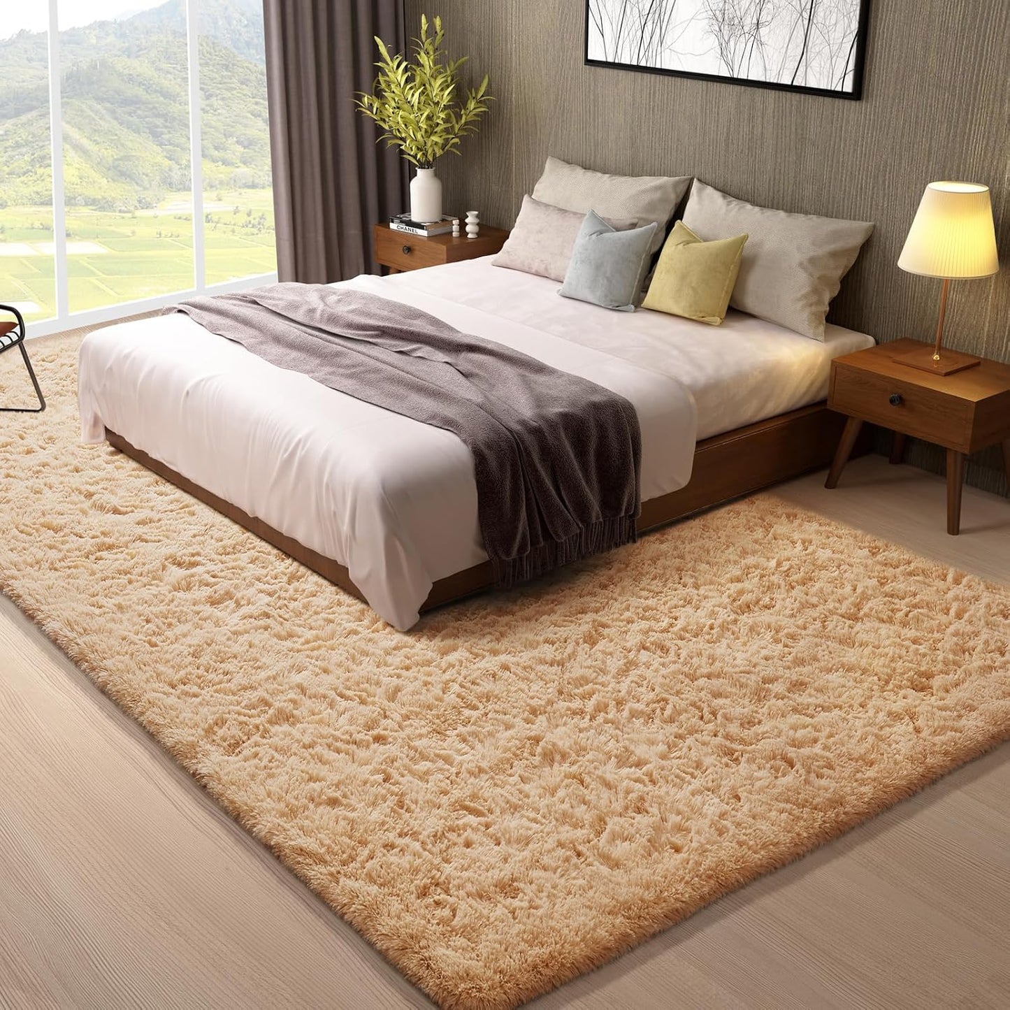 Ophanie 8x10 Beige Area Rug - Soft Shaggy Carpet for Living Room & Nursery Decor