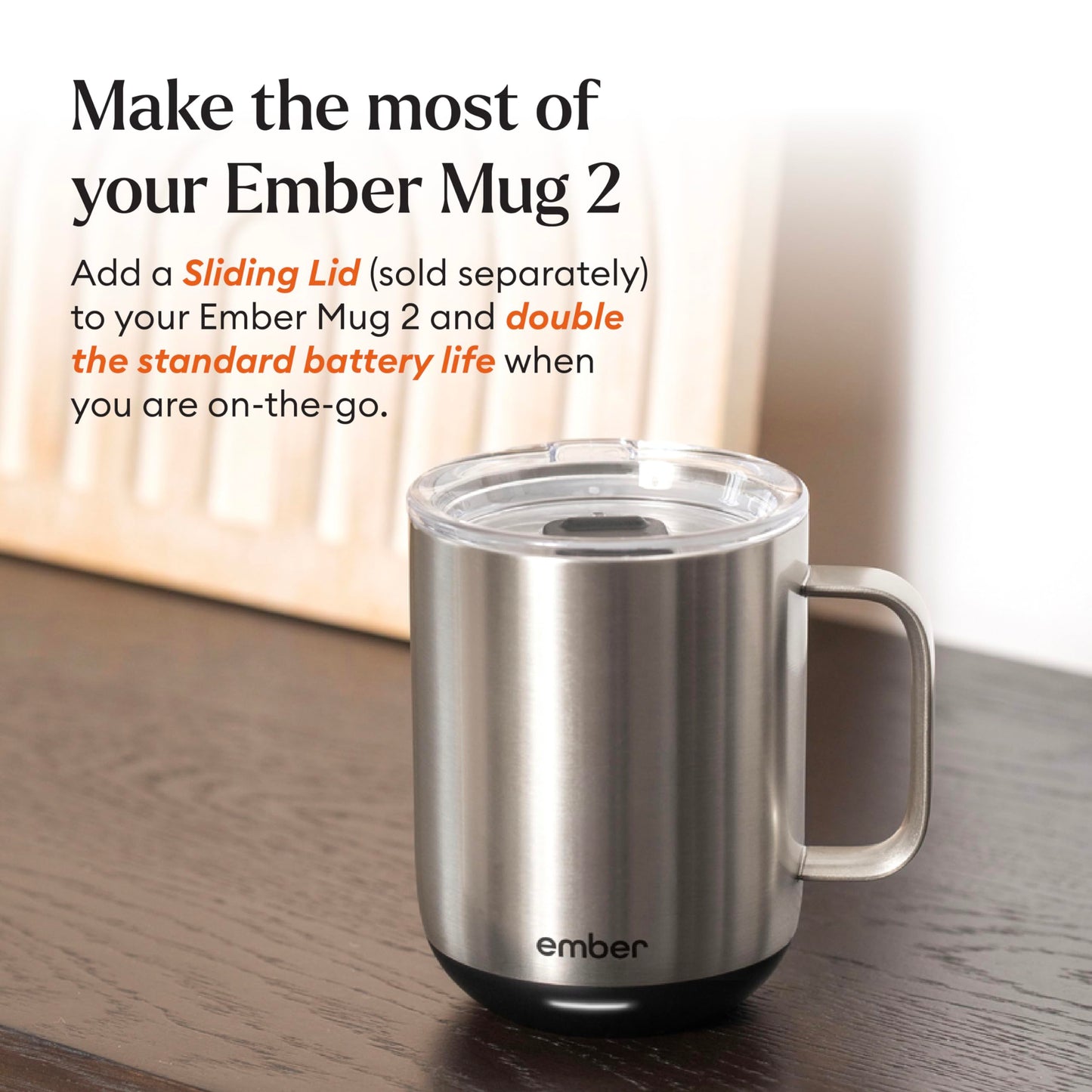 Ember Temperature Control Smart Mug 2, 10 Oz, App-Controlled Heated Coffee Mug with 80 Min Battery Life and Improved Design, Stainless Steel