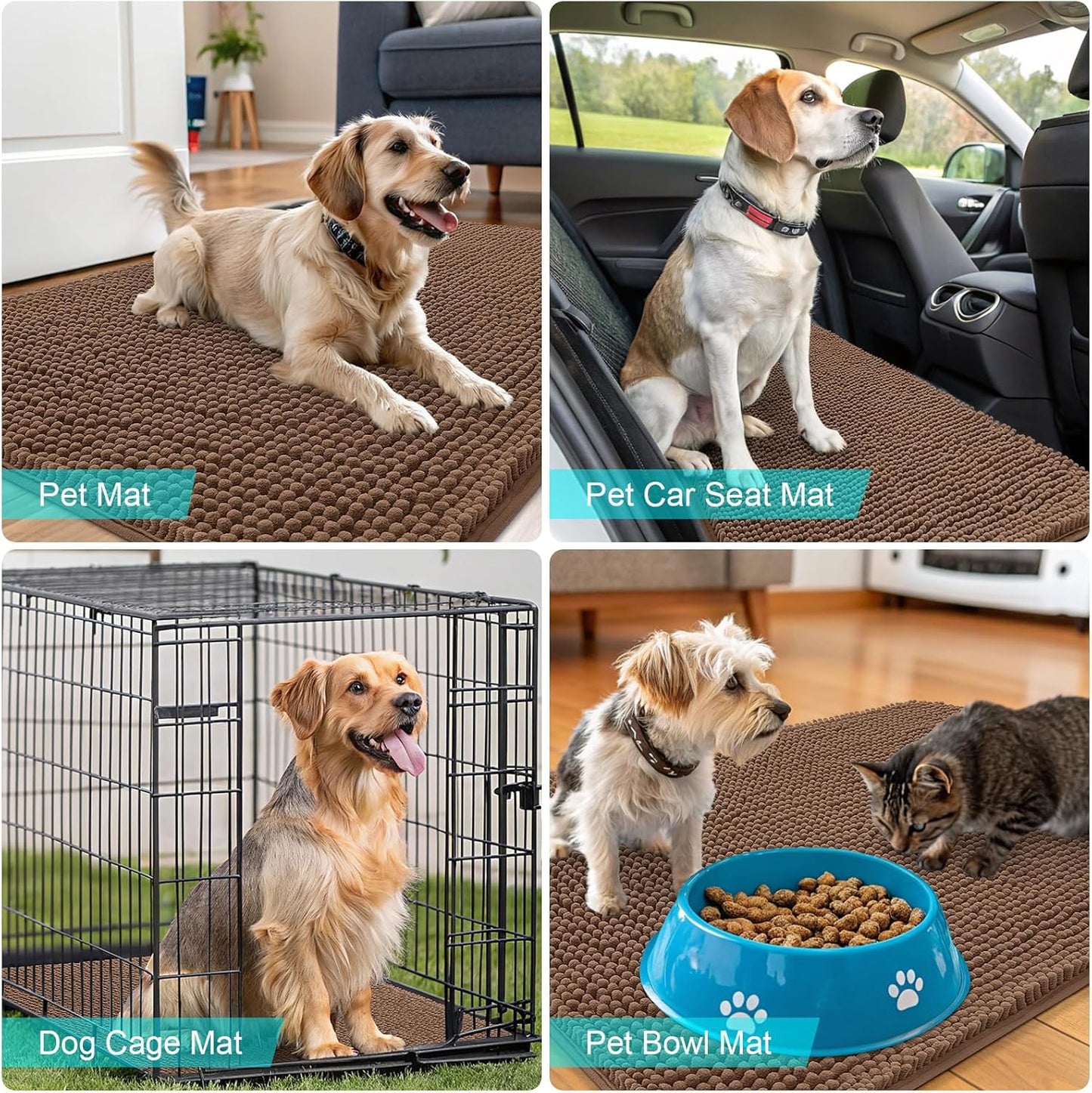 OLANLY Dog Door Mat - Absorbent Non-Slip Chenille for Muddy Paws | 45x27 Mocha Indoor Entryway Carpet