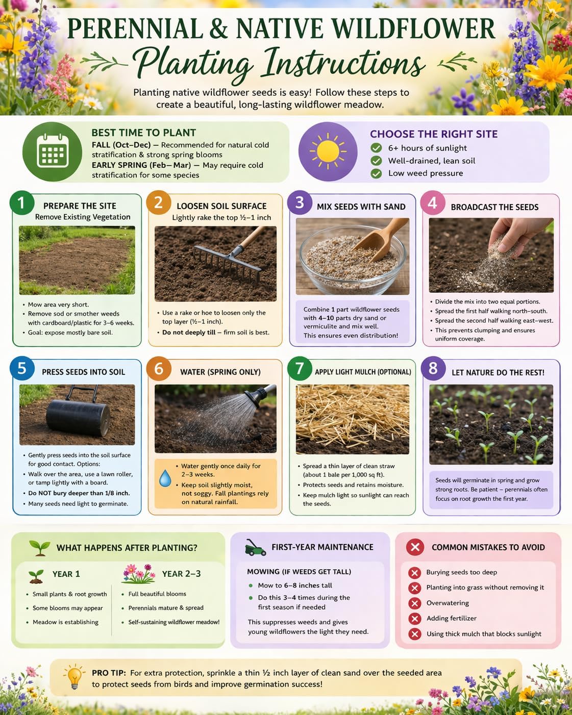 United States Nationwide Bulk Wildflower Seed Mix - Ideal for All U.S. Zones | Covers 2,000 Sq Ft (1 Pound)