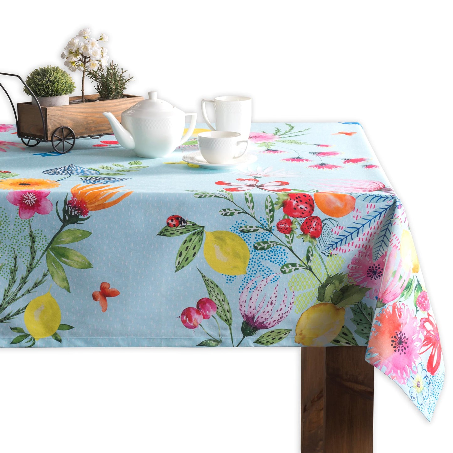 Maison d' Hermine Table Cloth Square Table 100% Cotton 54 x 54 Inches Tablecloth Reusable Decorative for Dining Kitchen Room Farmhouse Home Gifts for Mothers Day Spring Summer - Jardin D'Ete - Mint